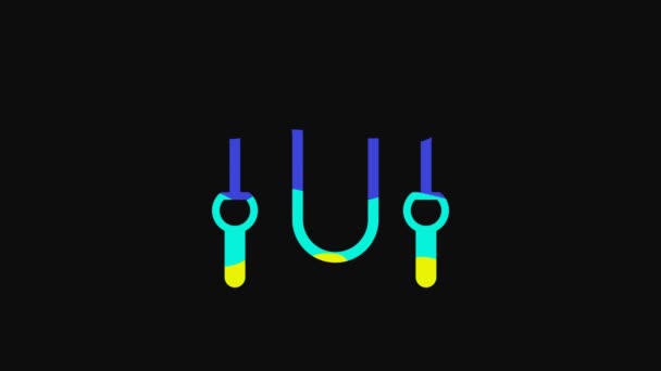 Yellow Jump Rope Icon Isolated Black Background Skipping Rope Sport — ストック動画