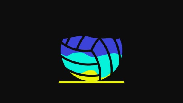 Żółta Ikona Siatkówki Odizolowana Czarnym Tle Urządzenia Sportowe Animacja Graficzna — Wideo stockowe
