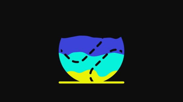 Желтый Бейсбольный Мяч Значок Изолирован Черном Фоне Видеографическая Анимация — стоковое видео