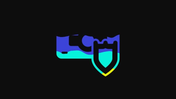 Yellow Money Shield Icon Isolated Black Background Insurance Concept Security — Vídeo de Stock