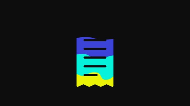 Yellow Paper Check Financial Check Icon Isolated Black Background Paper — Vídeo de Stock