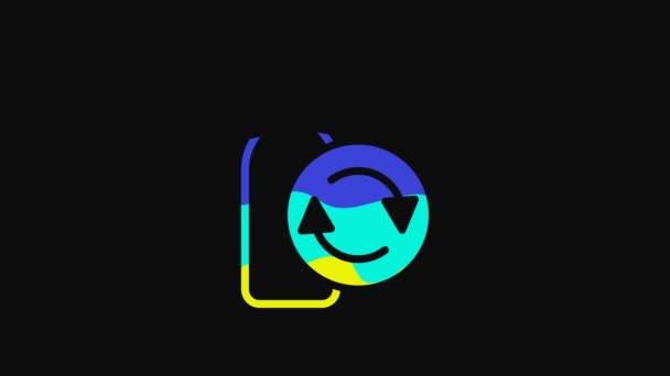 Yellow Recycling Plastic Bottle Icon Isolated Black Background Video Motion — Wideo stockowe