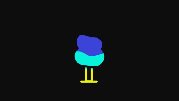 Icono Árbol Amarillo Aislado Sobre Fondo Negro Símbolo Forestal Animación — Vídeos de Stock