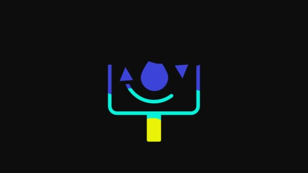 Yellow Recycle Clean Aqua Icon Isolated Black Background Drop Water — Wideo stockowe