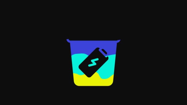 Yellow Trash Can Icon Isolated Black Background Garbage Bin Sign — Video