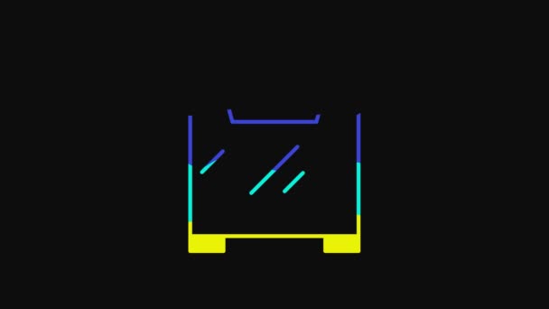 黄色的烤箱图标孤立在黑色的背景上 煤气炉的标志 4K视频运动图形动画 — 图库视频影像