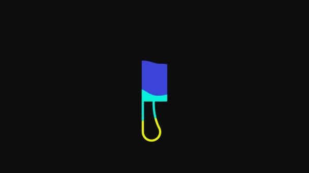 Yellow Knife Icon Isolated Black Background Cutlery Symbol Video Motion — Vídeo de Stock