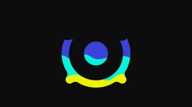 Yellow Stereo speaker icon isolated on black background. Sound system speakers. Music icon. Musical column speaker bass equipment. 4K Video motion graphic animation.