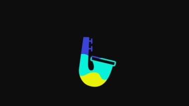 Yellow Musical instrument saxophone icon isolated on black background. 4K Video motion graphic animation.
