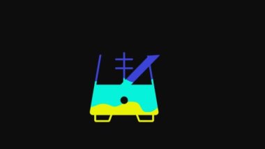 Yellow Classic Metronome with pendulum in motion icon isolated on black background. Equipment of music and beat mechanism. 4K Video motion graphic animation.