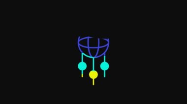 Yellow Dream catcher with feathers icon isolated on black background. 4K Video motion graphic animation.