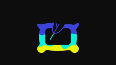 Yellow Rectangular pillow icon isolated on black background. Cushion sign. Orthopedic pillow. 4K Video motion graphic animation.