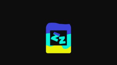 Sarı uyku hapı ikonu siyah arka planda izole edilmiş. 4K Video hareketli grafik canlandırması.