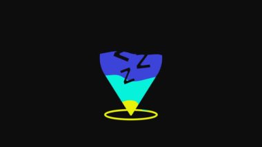 Yellow Sleepy icon isolated on black background. Sleepy zzz talk bubble. 4K Video motion graphic animation.