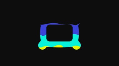 Yellow Rectangular pillow icon isolated on black background. Cushion sign. Orthopedic pillow. 4K Video motion graphic animation.