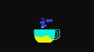Yellow Chamomile tea icon isolated on black background. A useful therapeutic drink from flowers of chamomile medicinal. 4K Video motion graphic animation.