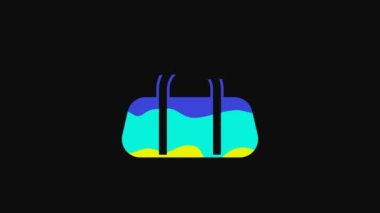 Yellow Sport bag icon isolated on black background. 4K Video motion graphic animation.