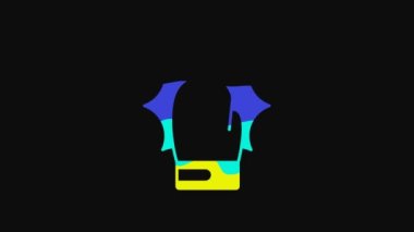 Yellow Punch in boxing gloves icon isolated on black background. Boxing gloves hitting together with explosive. 4K Video motion graphic animation.