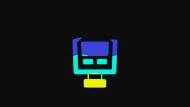 Yellow Stopwatch icon isolated on black background. Time timer sign. Chronometer sign. 4K Video motion graphic animation.
