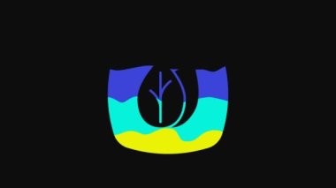 Yellow Leaf icon isolated on black background. Leaves sign. Fresh natural product symbol. 4K Video motion graphic animation.