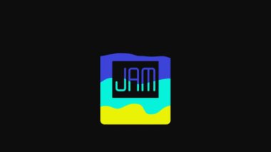 Yellow Jam jar icon isolated on black background. 4K Video motion graphic animation.