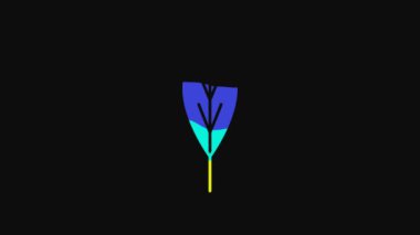 Yellow Leaf icon isolated on black background. Leaves sign. Fresh natural product symbol. 4K Video motion graphic animation.