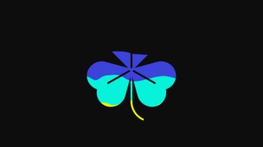 Yellow Clover icon isolated on black background. Happy Saint Patrick day. 4K Video motion graphic animation.