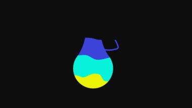 Yellow Pear icon isolated on black background. Fruit with leaf symbol. 4K Video motion graphic animation.