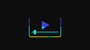 Sarı Online video oynatma simgesi siyah arkaplanda izole edildi. Oyun işaretli film şeridi. 4K Video hareketli grafik canlandırması.