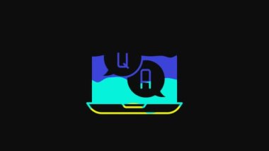 Yellow Speech bubbles with Question and Answer icon isolated on black background. Q and A symbol. FAQ sign. Chat speech bubble and chart. 4K Video motion graphic animation.