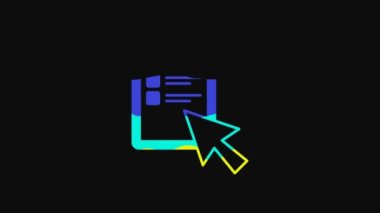 Yellow Online quiz, test, survey or checklist icon isolated on black background. Exam list. E-education concept. 4K Video motion graphic animation.