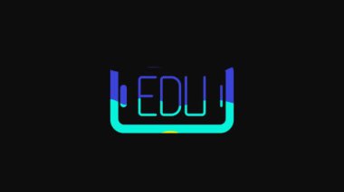 Yellow Online education and graduation icon isolated on black background. Online teacher on monitor. Webinar and video seminar learning. 4K Video motion graphic animation.