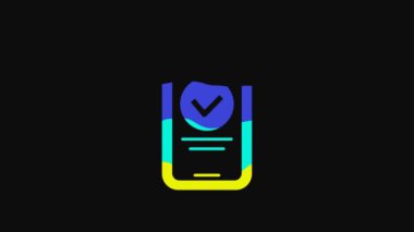 Yellow Online quiz, test, survey or checklist icon isolated on black background. Exam list. E-education concept. 4K Video motion graphic animation.