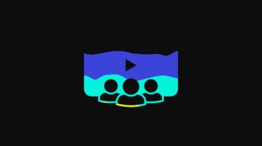 Yellow Online class icon isolated on black background. Online education concept. 4K Video motion graphic animation.