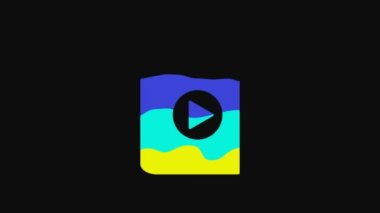 Sarı Ses kitabı simgesi siyah arkaplanda izole edildi. Oynat ve kaydet. Ses rehberi işareti. Çevrimiçi öğrenme kavramı. 4K Video hareketli grafik canlandırması.