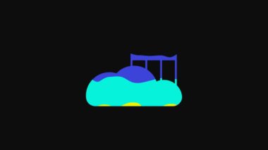 Yellow Cloud or online library icon isolated on black background. Internet education or distance training. 4K Video motion graphic animation.