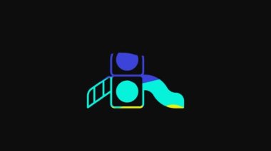Yellow Slide playground icon isolated on black background. Childrens slide. 4K Video motion graphic animation.