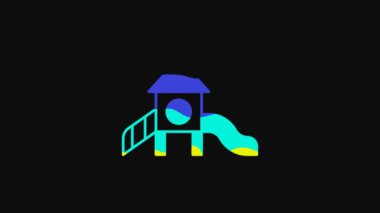 Yellow Slide playground icon isolated on black background. Childrens slide. 4K Video motion graphic animation.