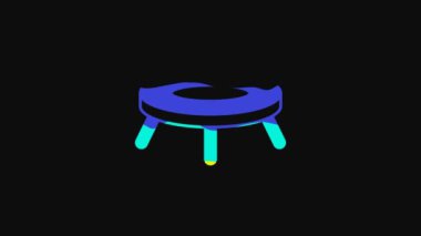 Yellow Jumping trampoline icon isolated on black background. 4K Video motion graphic animation.