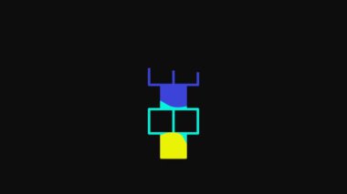Yellow Hopscotch icon isolated on black background. Children asphalt coating drawing. 4K Video motion graphic animation.