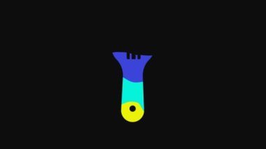 Yellow Adjustable wrench icon isolated on black background. 4K Video motion graphic animation.