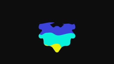 Yellow Mustache and beard icon isolated on black background. Barbershop symbol. Facial hair style. 4K Video motion graphic animation.