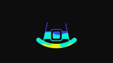 Yellow Leprechaun hat icon isolated on black background. Happy Saint Patricks day. National Irish holiday. 4K Video motion graphic animation.