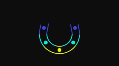 Yellow Horseshoe icon isolated on black background. 4K Video motion graphic animation.