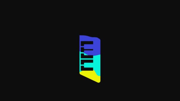 Yellow Keytar Icon Isolated Black Background Musical Instrument Video Motion — 图库视频影像