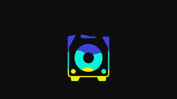 Yellow Stereo Speaker Icon Isolated Black Background Sound System Speakers — Vídeos de Stock