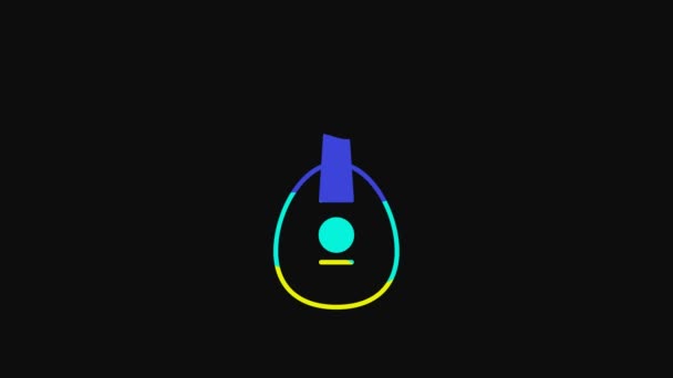 黄色传统乐器曼陀林图标孤立在黑色背景 4K视频运动图形动画 — 图库视频影像