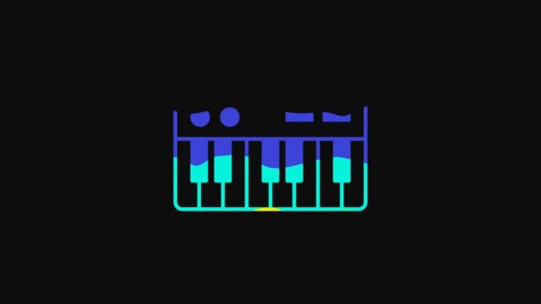 Yellow Music Synthesizer Icon Isolated Black Background Electronic Piano Video — Stock Video