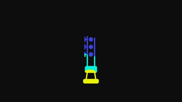 黄色长笛图标孤立在黑色背景上 音乐乐器 4K视频运动图形动画 — 图库视频影像
