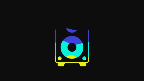 Желтая Иконка Колонки Stereo Выделена Черном Фоне Звуковые Динамики Музыкальный — стоковое видео